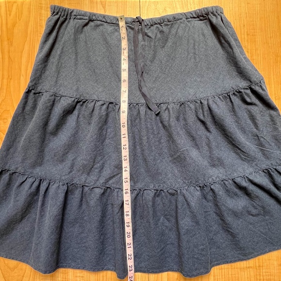Orvis Women Linen Blend Tiered Midi Skirt Blue Sz L Peasant Cottagecore - Picture 6 of 8